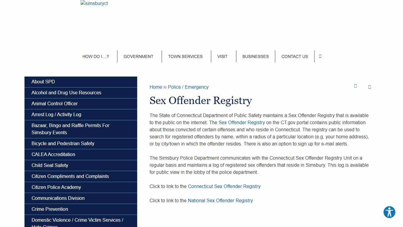 Sex Offender Registry | simsburyct