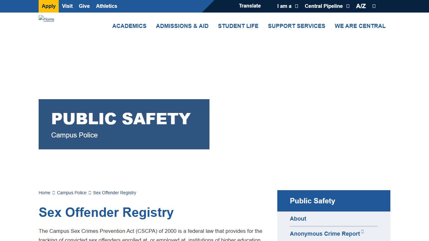 Sex Offender Registry | Central